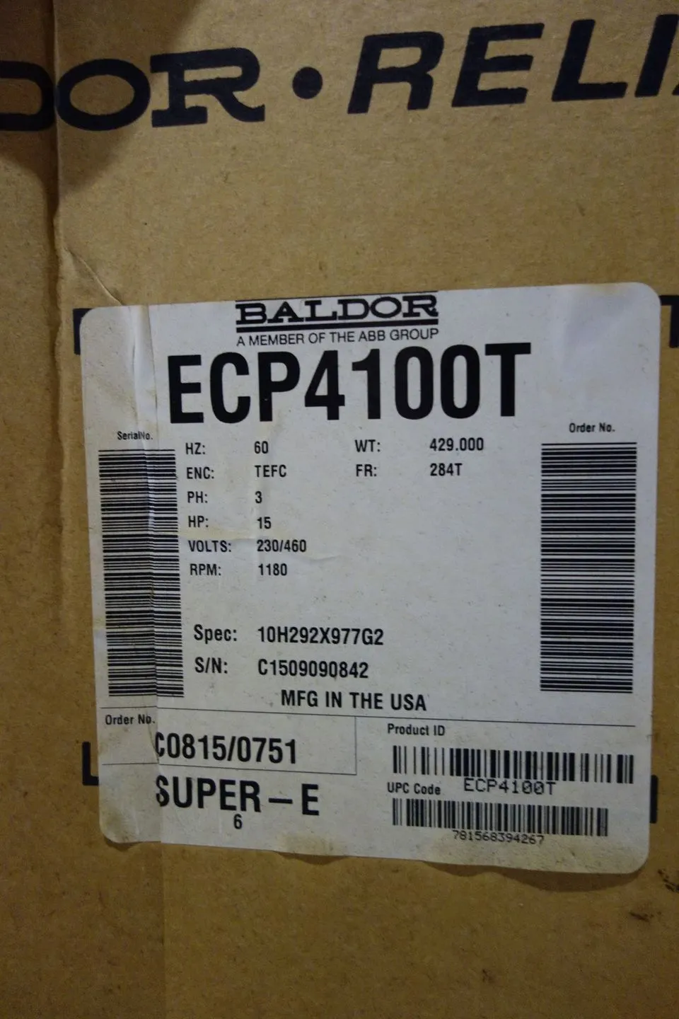 Used BALDOR ECP4100T A.C. Motors Ohio US | Aucto #1427219