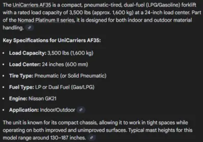 Used 2020 UNICARRIERS AF35 Liquid Propane Forklifts Pennsylvania US | National Lift Equipment #1382396