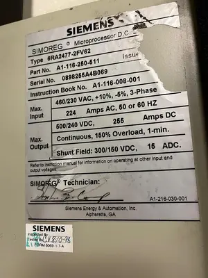 Used SIEMENS 6RA2477-2FV62 Variable Speed Drives Ohio US | Surplus Asset Holdings #1207133