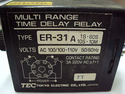 TEC Multi Range Time Delay Relay Type ER-31A  Timer 1S - 60S  10S -10M