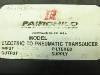 Fairchild T-5100C-44V Electro Pneumatic Transducer Adj Ratio Relay 4-20MA