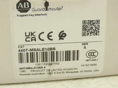 Allen Bradley 440T-MSALE10BB Guardmaster Trapped Key Interlock Switch No Key
