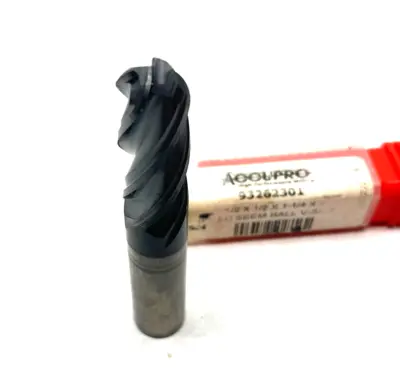 USED ACCUPRO BALL END MILL: 1/2" DIA, 1-1/4" LOC, 4 FLUTE, SOLID CARBIDE