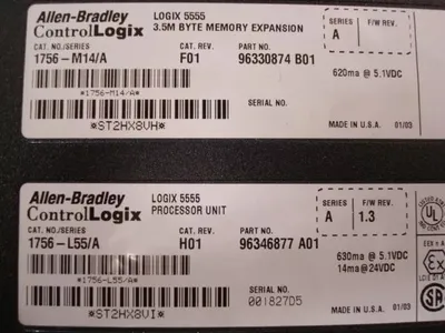 Allen Bradley 1756-L55M14 Processor w/3.5MB Memory Used