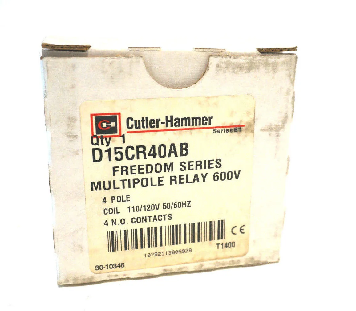 NEW CUTLER HAMMER D15CR40AB MULTIPOLE RELAY 600V