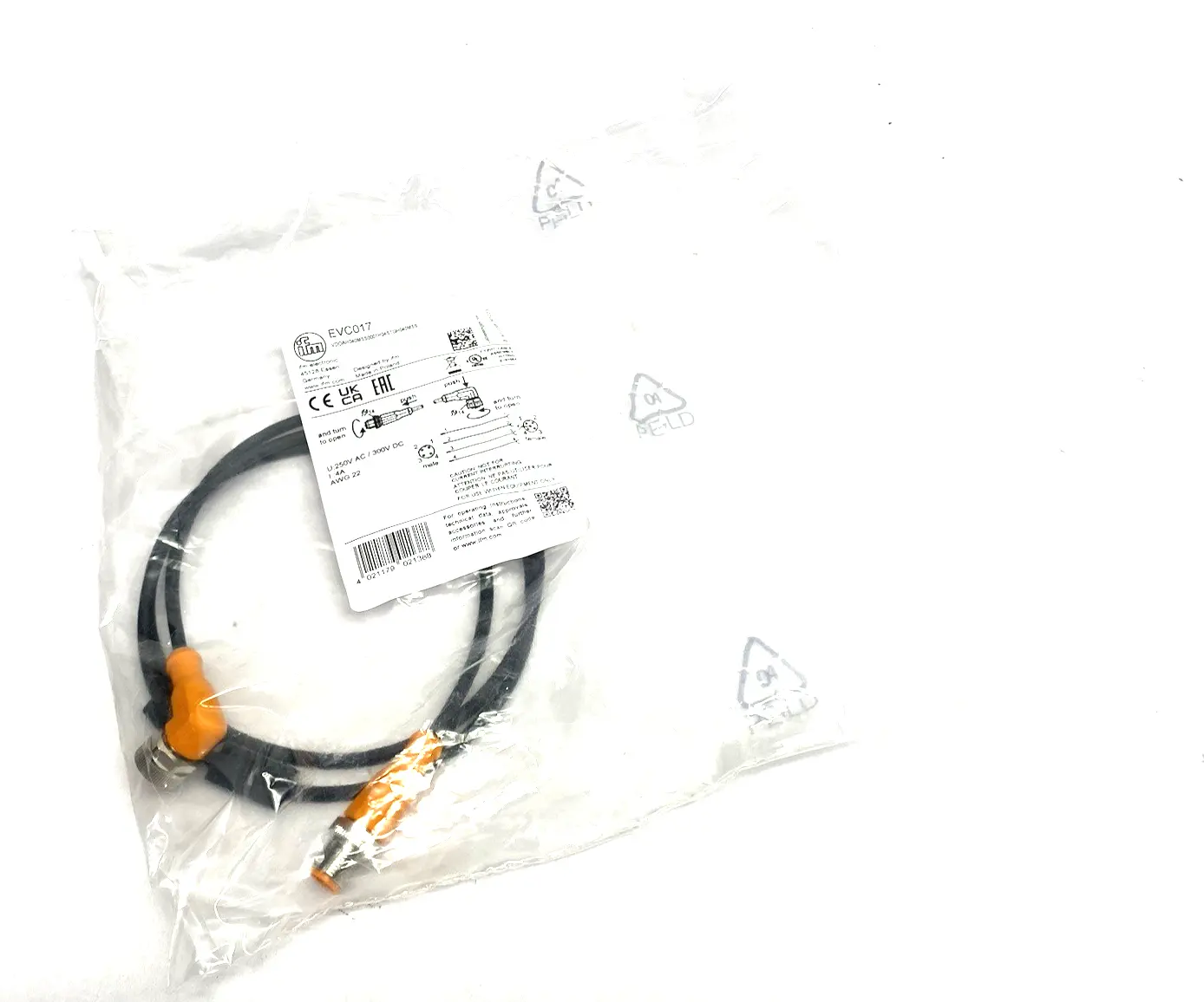 NEW IFM RIGHT ANGLE CONNECTION CABLE M12 1M VDOAH040MSS0001H04STGH040MSS
