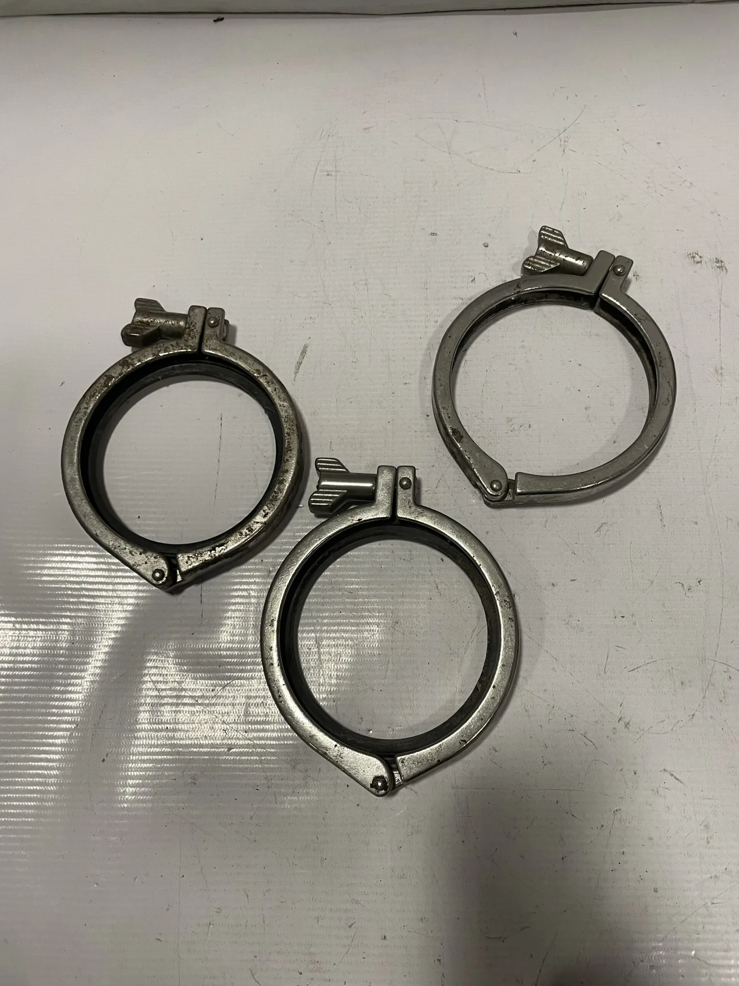 4” Sanitary Pipe Tri-Clover Style Clamp / Fitting, Stainless Steel -Lot of 3