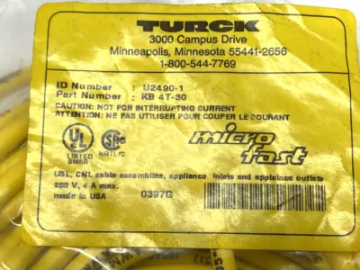 New | in-Stock TURCK KB 4T-30, U2490-1 Cable & Wire | Maverick Industrial Sales #1107882