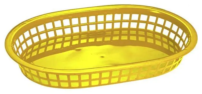 10″ x 7″ Plastic Oval Fast Food Serving Basket – Yellow -12 per case