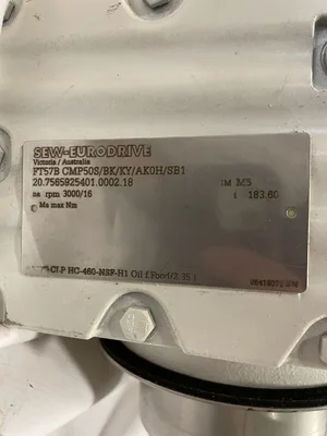 Sew-Eurodrive FT57B CMP50S/BK/KY/AK0H/SB1 Servo Gear Drive / Gearmotor 183.60:1