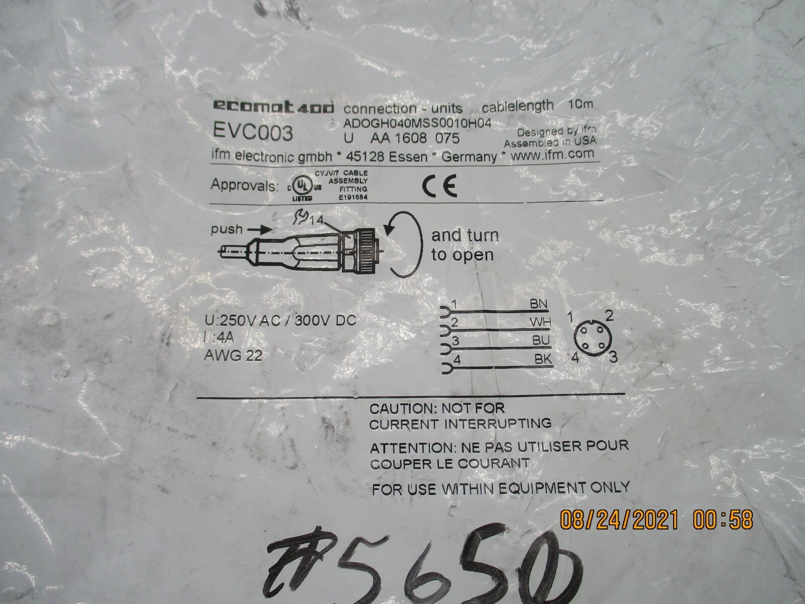 Ecomot400 EVC003 New Connection Cable Unit w/10m