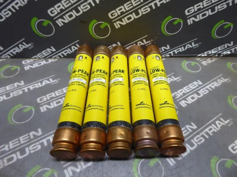Lot of 5 Cooper Bussmann LPS-RK-20SPI Low Peak Time-Delay Fuses 600VAC Used