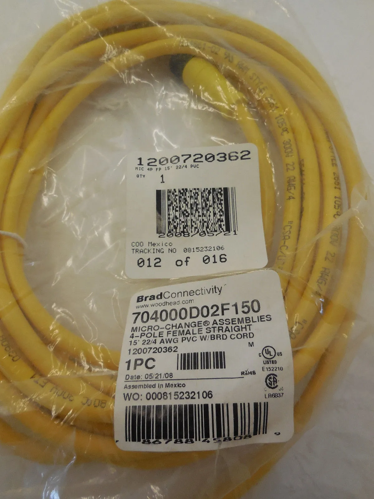 NEW WOODHEAD 704000D02F150 CABLE