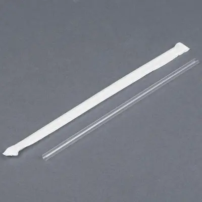7 3/4" Wrapped Clear Jumbo Straw - 12,000 / Case