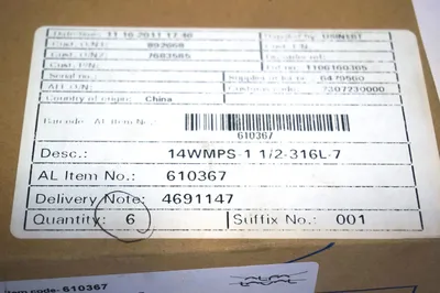 6 NEW ALFA LAVAL 14WMPS- 11/2-316L-7 TRI-WELD FITTINGS 14WMPS 1 1/2'' 610367
