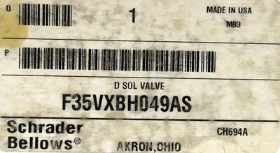 NEW SCHRADER BELLOWS F35VXBH049AS SOLENOID VALVE 150 PSI