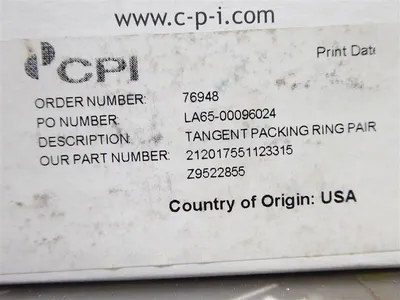 CPI 212017551123315 Z9522855 Tangent Packing Ring Pair New NIB