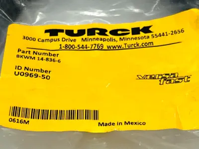 BKWM 14-836-6 | Turck  Versafast Cordset M16 Female 6M Length U0969-50 - New