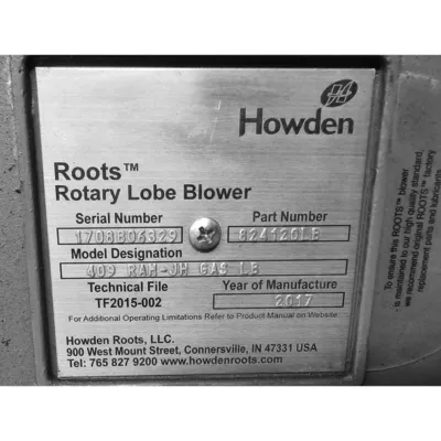 USED HOWDEN ROOTS LLC 409 RAM-JH GAS LB