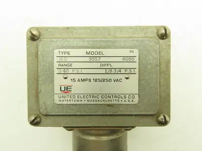 United Electric J6D 9557 B050 Pressure Switch 40PSI 15A 125/250V