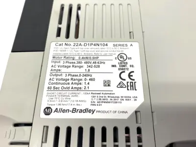 USED ALLEN-BRADLEY SER. A POWERFLEX 4 AC DRIVE, 0.5HP, 380-480V, 0.4KW
