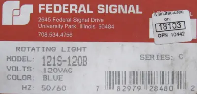 NEW FEDERAL SIGNAL 121S-120B LIGHT 120V 121S120B