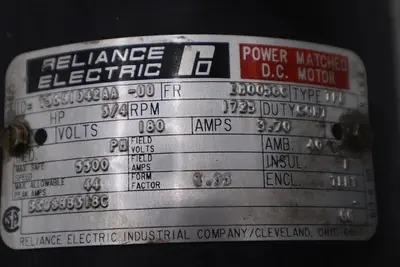 RELIANCE ELECTRIC T56H1042AA-UU DUTY POWER MOTOR 3/4 HP STOCK #M-52