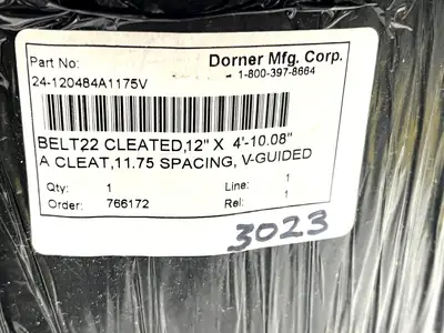 24-120484A1175V | Dorner  Conveyor Belt 12" X 4'-10.08" A Cleat 11.75" Spacing - New