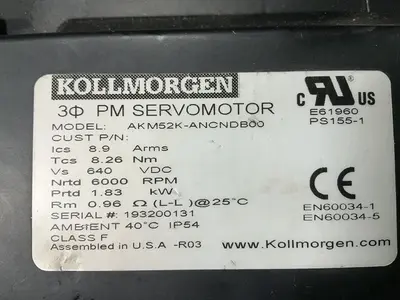 Used KOLLMORGEN AKM52KANCNDB00 Motors (misc) Ohio US | HGR 24 #1329414