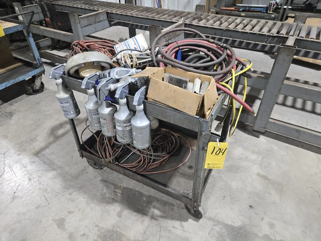 Metal Rolling Cart and Contents; Extension Cables and Air Hoses