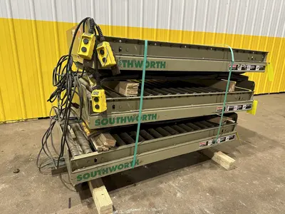 3800 LBS X 60" X 42" SOUTHWORTH HYDRAULIC SCISSOR LIFT TABLE WITH ROLLER CONVEYOR TOP, 110 VOLT: STOCK #20889