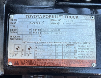 USED 2012 TOYOTA 7FGCU35-BCS