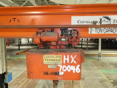 Cleveland Tramrail P&H 2 Ton Single Girder Underhung Bridge Crane 45' 10" Span