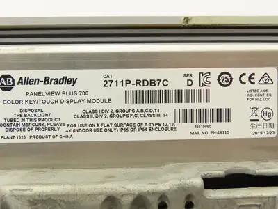 Allen Bradley 2711P-B7C4A8 PanelView Plus 700 Graphic Touch Terminal 2711P-RDB7C
