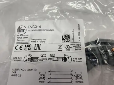 NEW IFM CONNECTION CABLE M12 5M VDOGH040MSS0005H04STGH040MSS