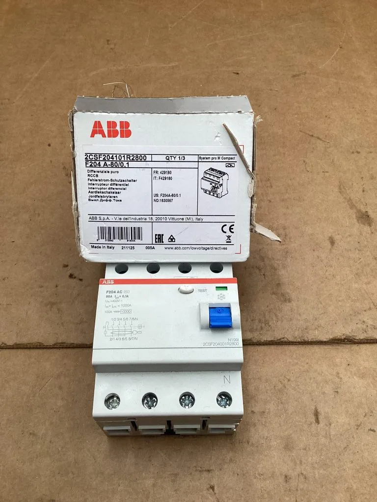 ABB Residual Current Operated Circuit Breaker F204 AC-80A -NIB