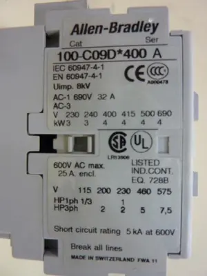 USED ALLEN BRADLEY 100-C09D.400 SER A