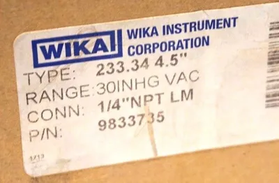 NEW WIKA 233.34 4.5" PRESSURE GAUGE 23334