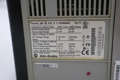 Allen-Bradley PowerFlex 70 20AB015A3AYNANG0 AC Drive STOCK 2628