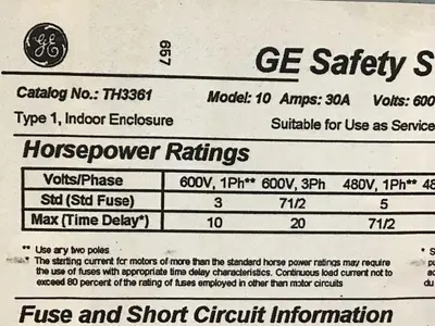 USED GENERAL ELECTRIC / GE TH3361