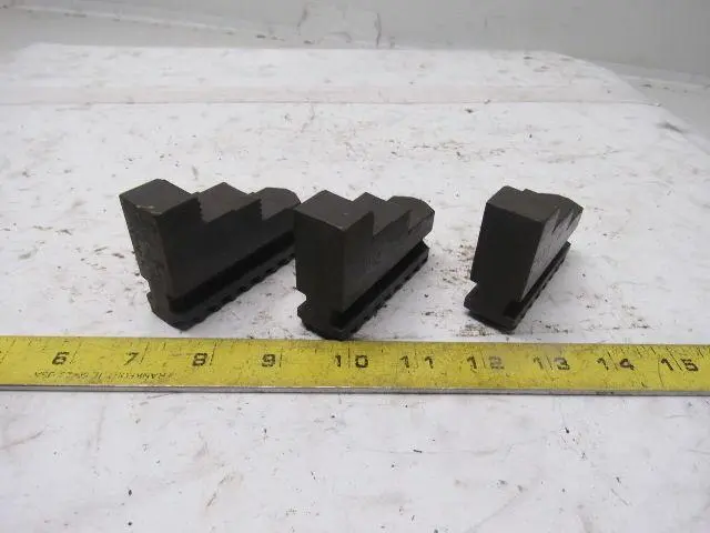 46 7 2" T x 3" Long Lathe Hard Step Jaw Set Lot Of 3