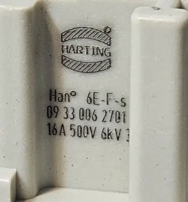 Harting HAN 6 E-BU-S Female Connector 16 Amp 6 Pin 500 VAC loc5E27