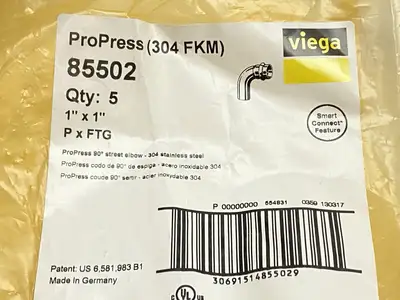 New | in-Stock Viega ProPress 90 Degree Street Elbow 1" x1" P x FTG Plumbing Equipment Michigan US | Maverick Industrial Sales #1483226