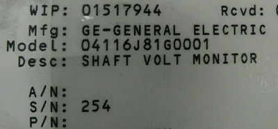 REFURBISHED GENERAL ELECTRIC 04116J81G0001 SHAFT VOLT MONITOR BOARD