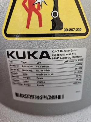 USED 2015 KUKA KUKA LBR IIWA 14 R820