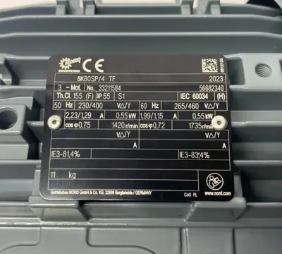 USED NORD SK80SP/4 TF MOTOR, 02F-80SP/4 TF 180E GEAR, NORDAC COMPACT DRIVE