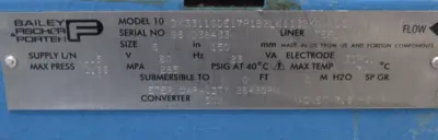USED BAILEY FISCHER PORTER DX3311SDE17P1B2LK1132X0AADC1 FLOW METER 6" 2642GPM
