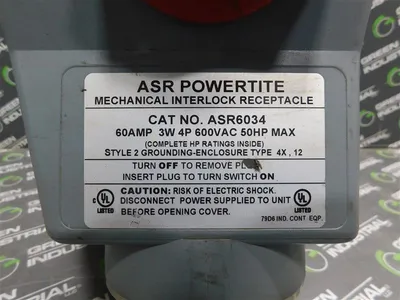Appleton ASR6034 Powertite Non-Fusible Mechanical Interlock Receptacle 60A Used
