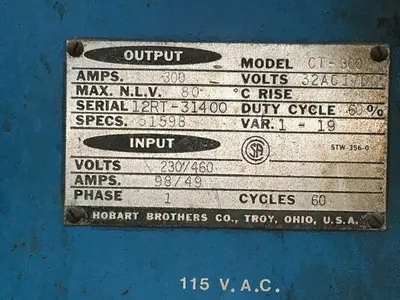 Used HOBART CT300 Tig Welders Ohio US | HGR 24 #1498543