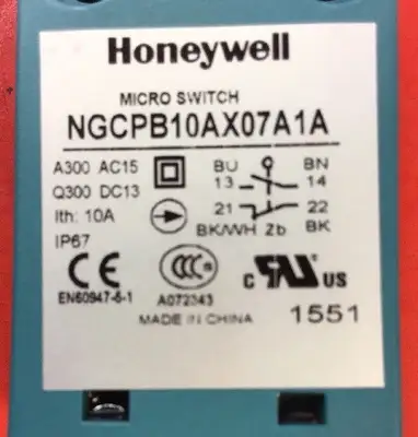Honeywell NGCPB10AX07A1A Side Lever Limit Switch 1 NO 1 NC 10 Amp 6A